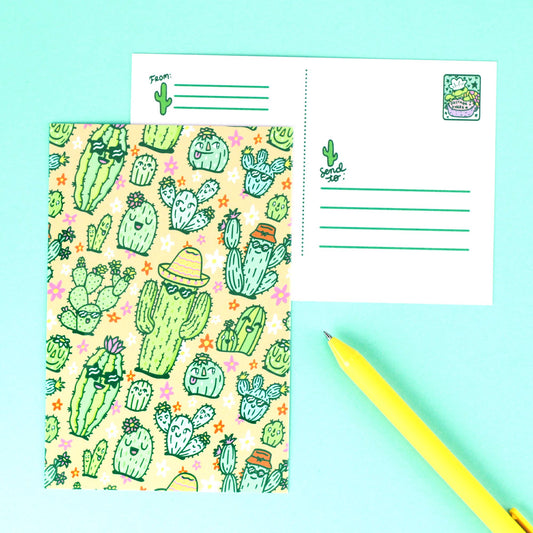 Happy Cactus Planter Stationery Pattern Postcard