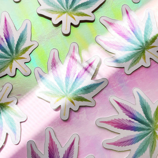 Rainbow Cannabis Leaf Mini Sticker