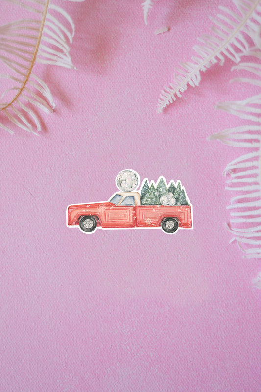 disco Christmas tree truck vinyl sticker