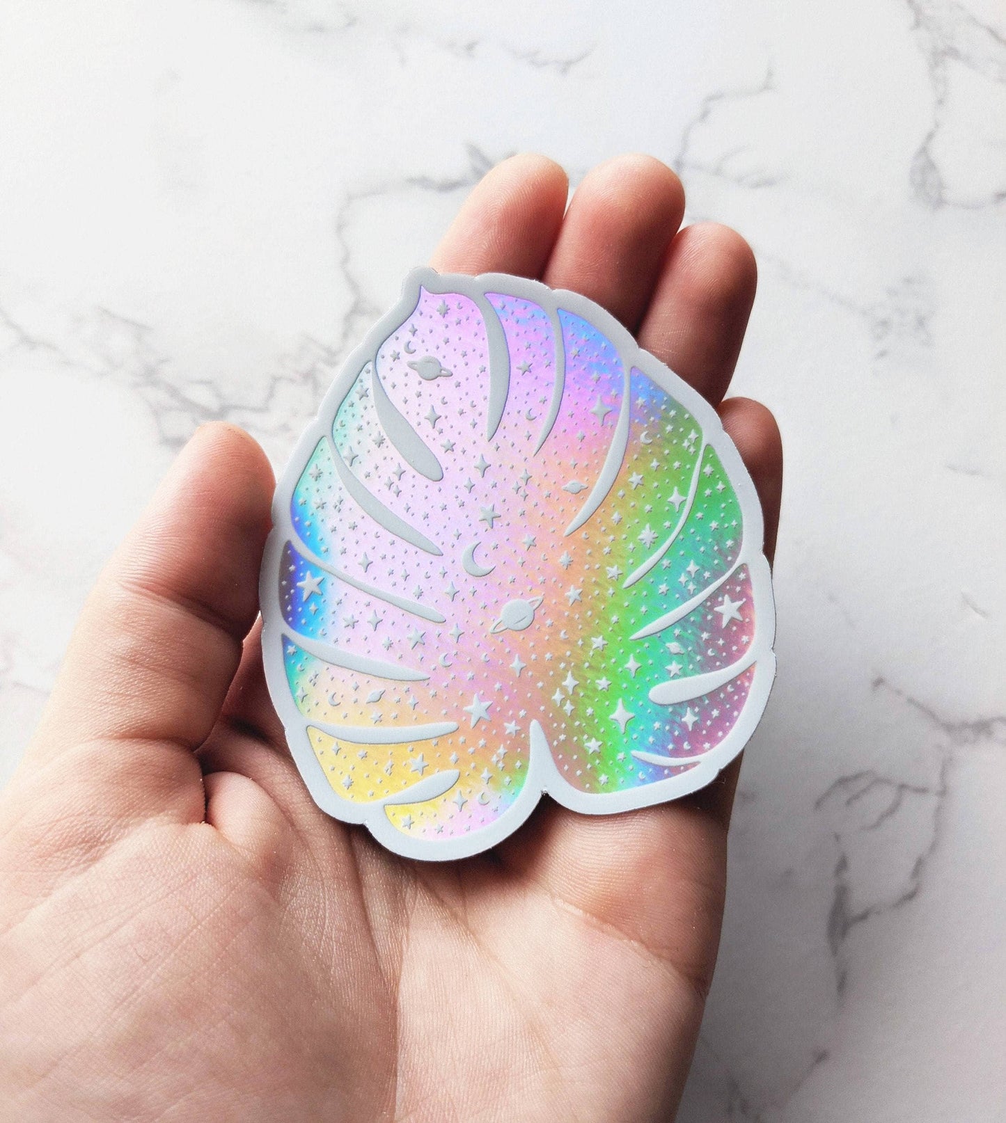Celestial Holographic Monstera Sticker