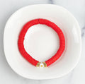 7.5" Red with Heart Heishi Bracelet