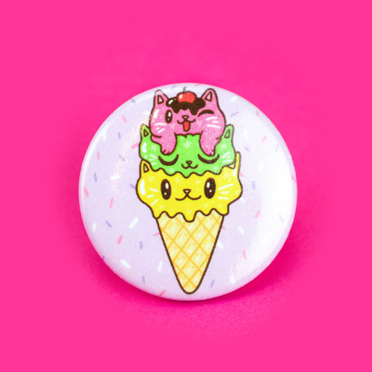Ice Cream Cone Kitty Cat Pinback Button