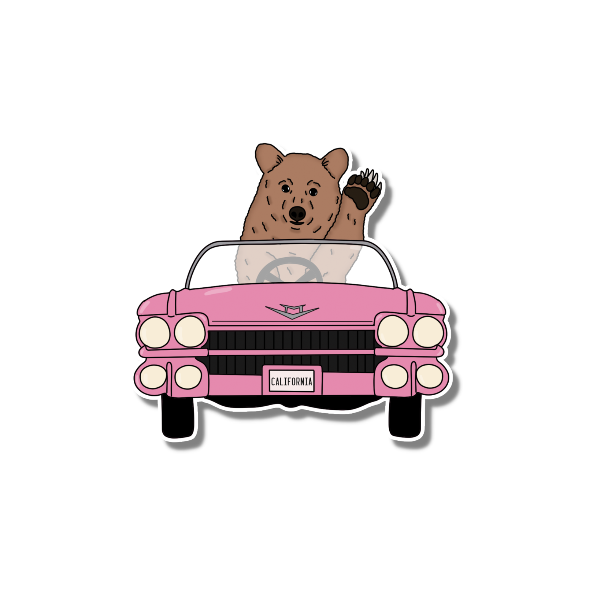 Driving Bear Sticker