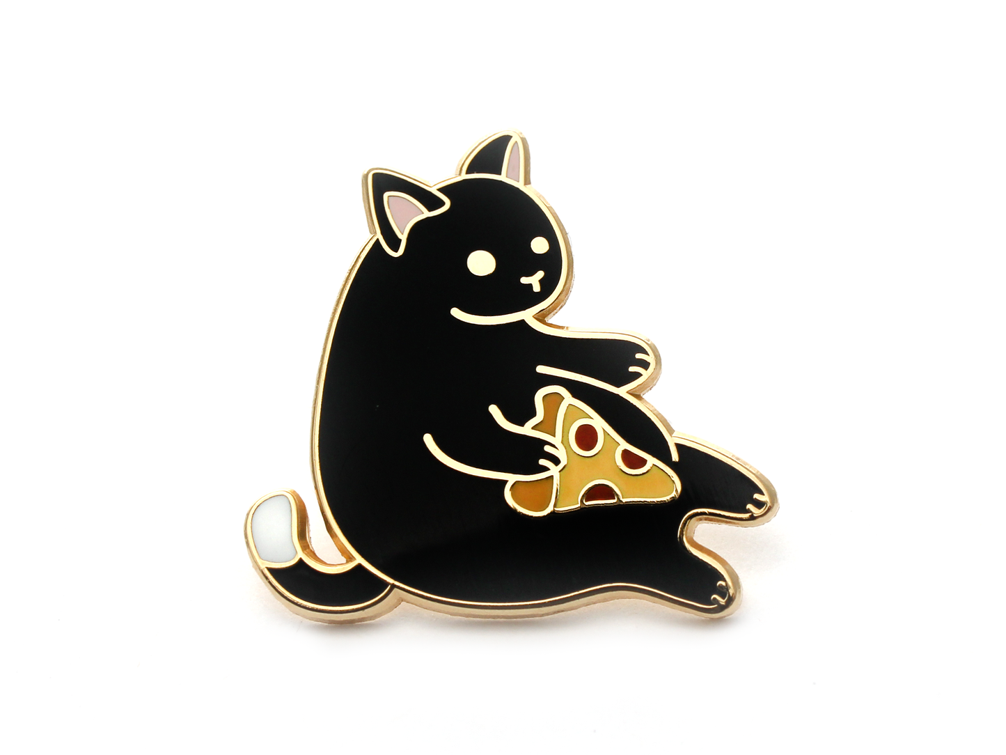 Black Pizza Cat Pin