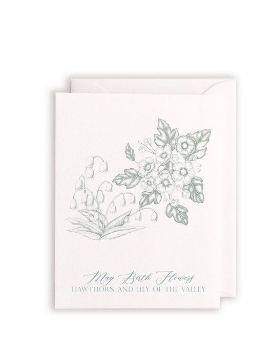 May Birth Flowers Letterpress Card