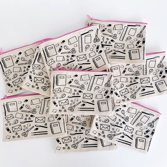 Pink Stationery Canvas Pouch