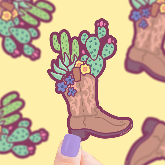 Cactus Cowboy Boot Sticker