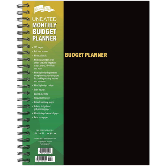 Undated Monthly Budget Planner 8.5" x 11"