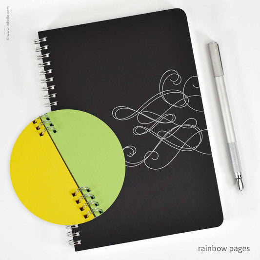 Swirl Spiral Notebook with Rainbow Pages