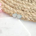 Druzy Heart Stud Earrings - Crystal