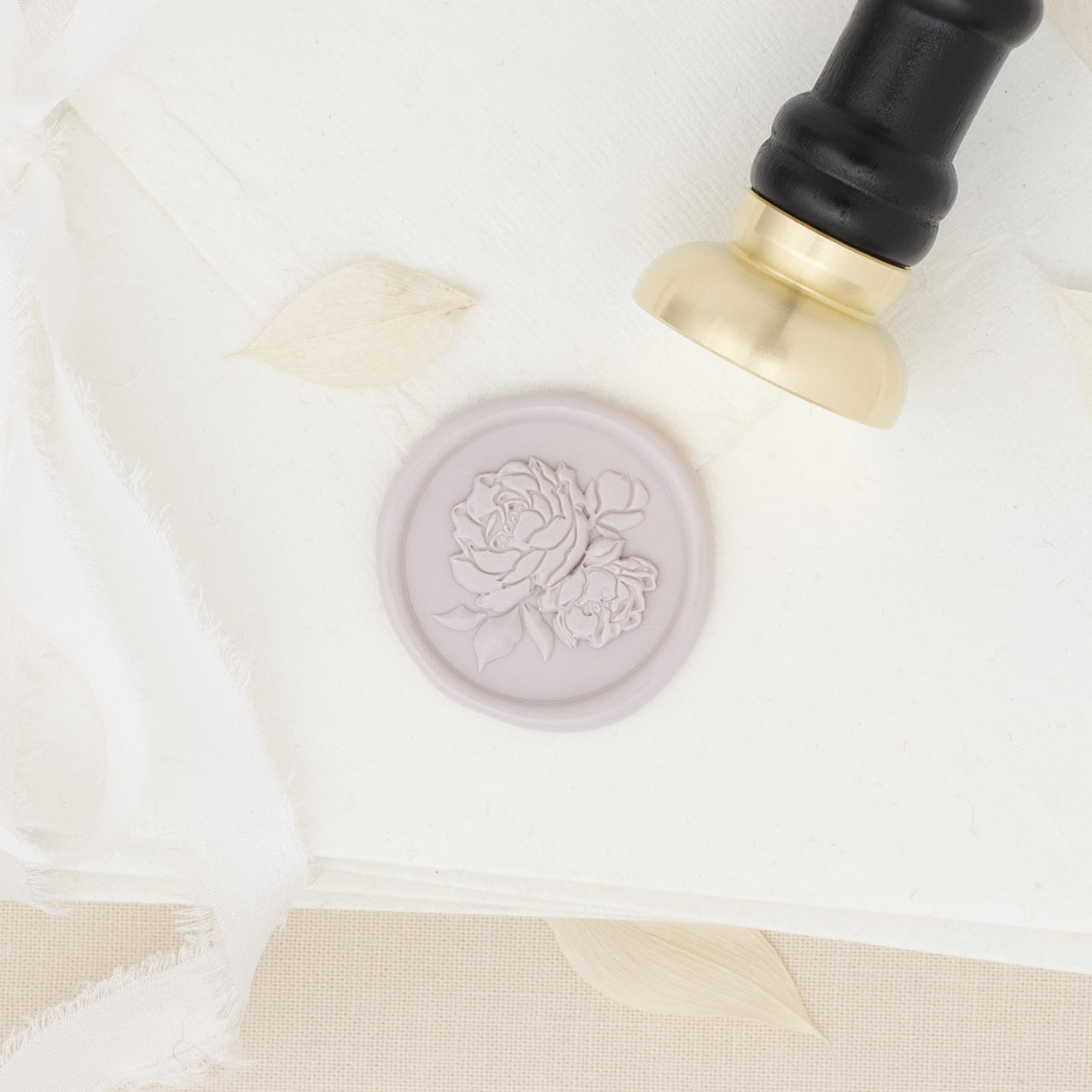 Vintage Peonies 3D Wax Stamp