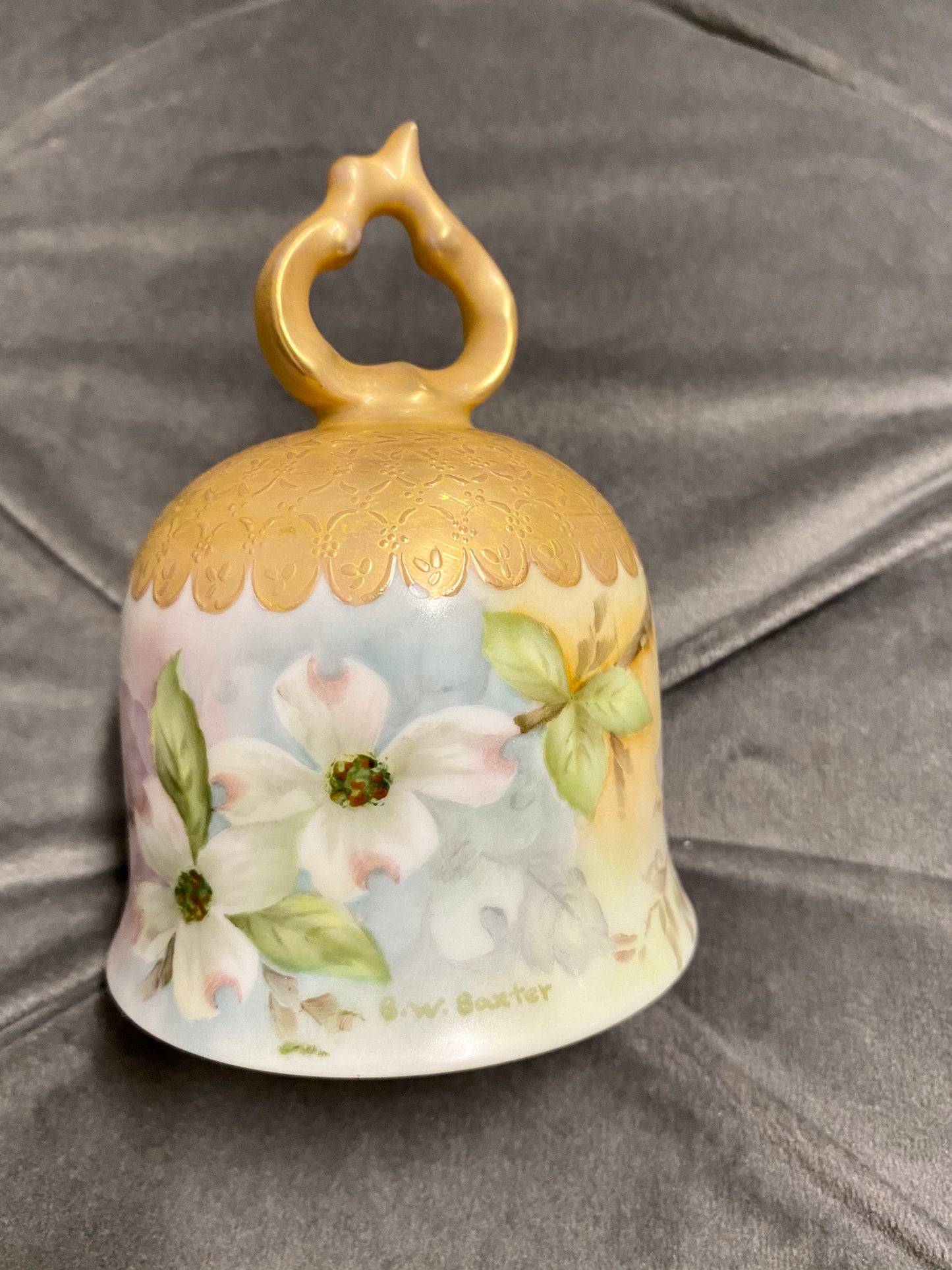 Wedding Bell, Chime Hand painted Porcelain with Gold accents