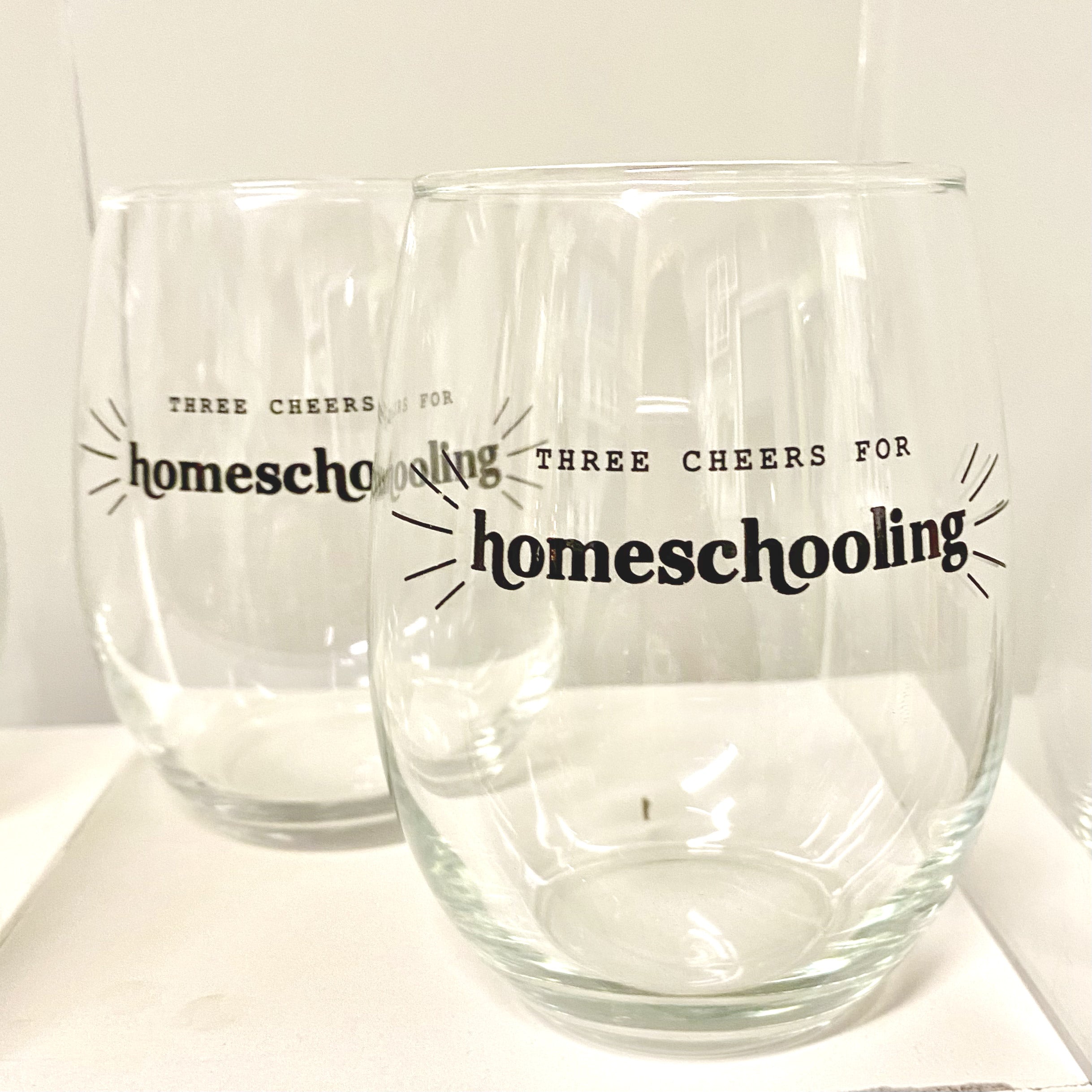 Three Cheers for Homeschooling Stemless Glass