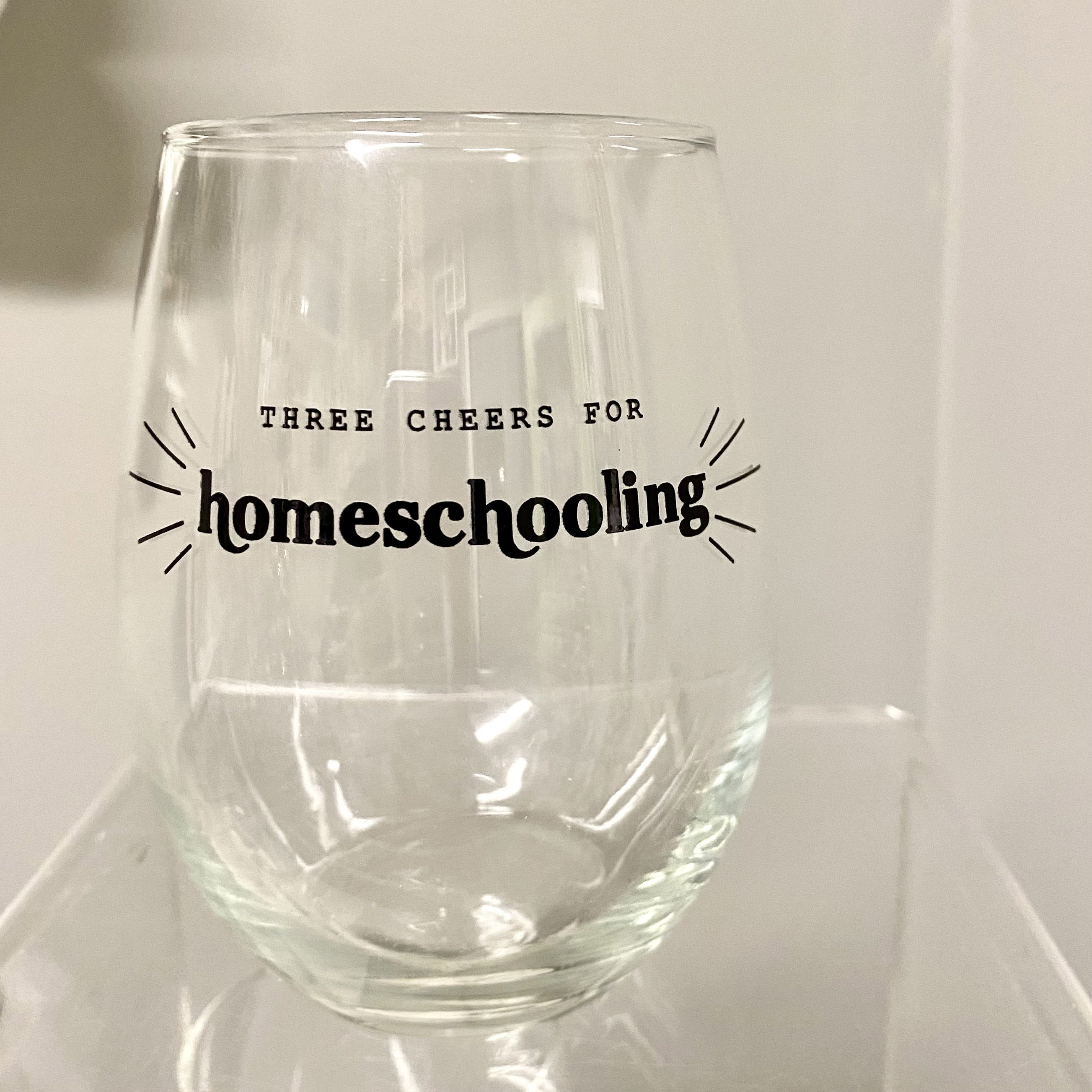 Three Cheers for Homeschooling Stemless Glass