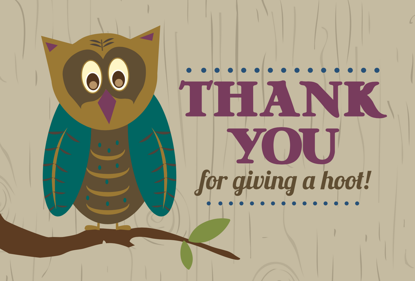 Thank You for Giving a Hoot! - Owl mini greeting card