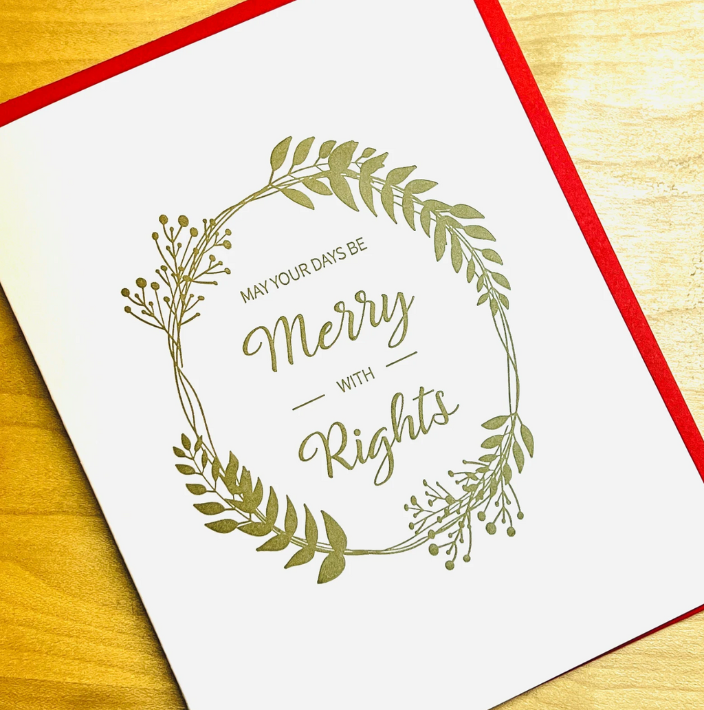 May Your Days Be Merry with Rights - Feminist Holiday Card