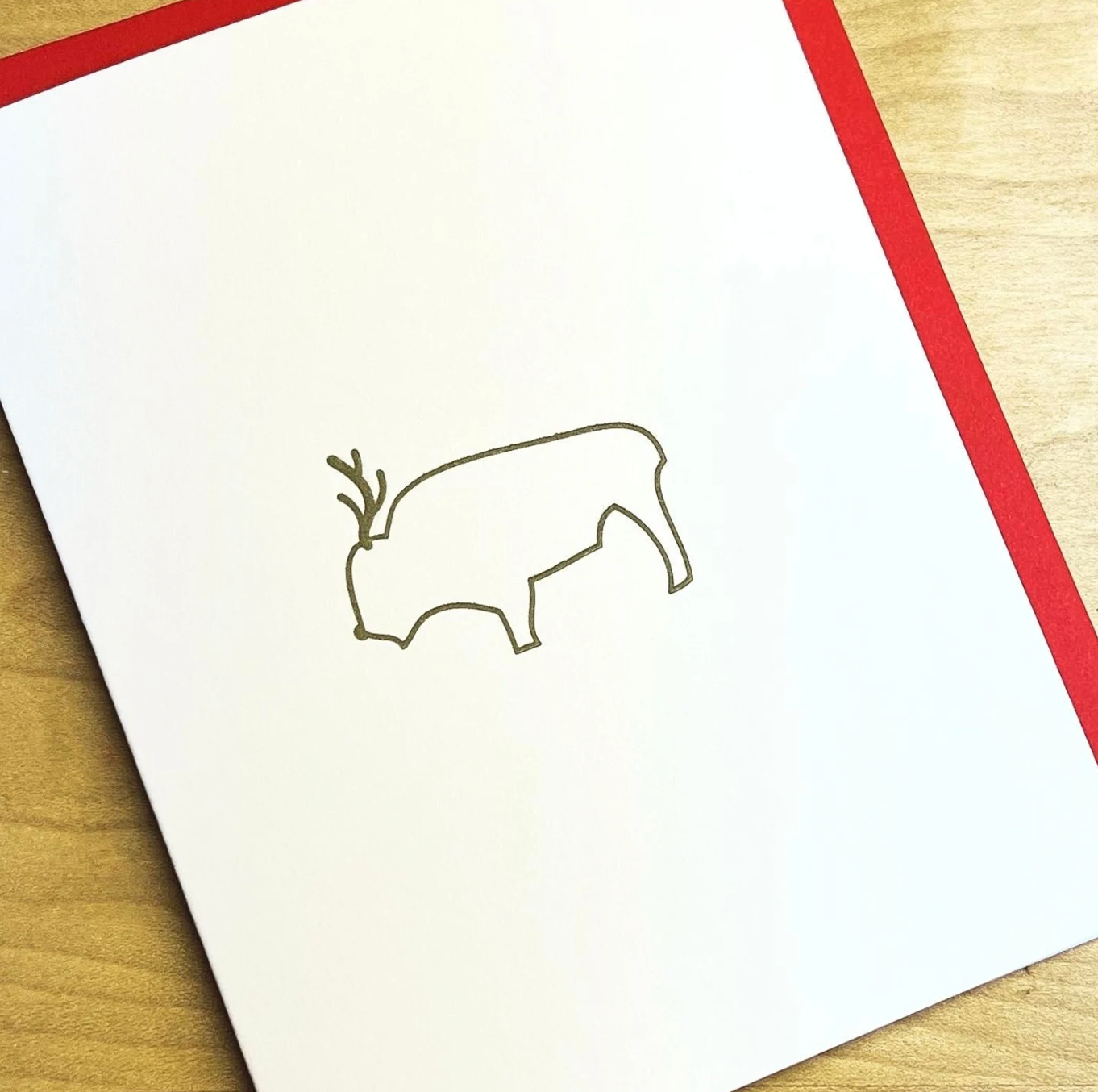 Buffalo Reindeer Minimalist Holiday Christmas Card