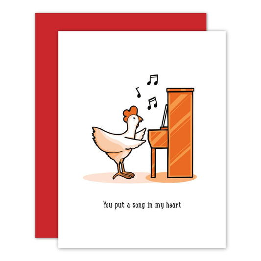 Chicken Piano Love Card