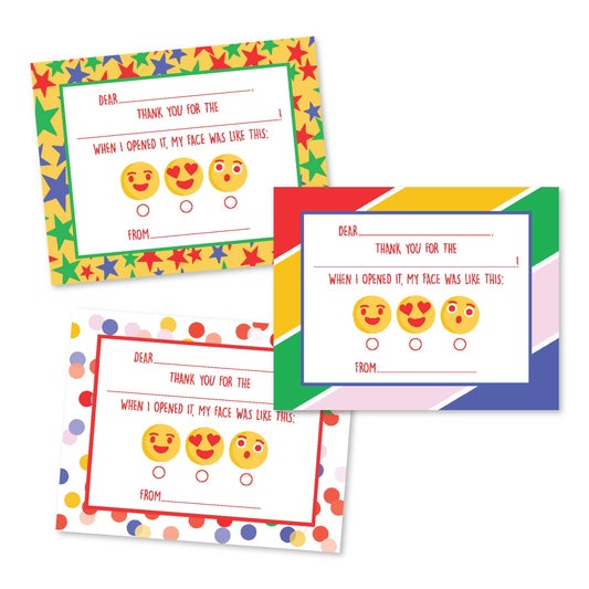Kiddo Emoji Thank You Notes - Set of 12 Fill-in-the-Blank