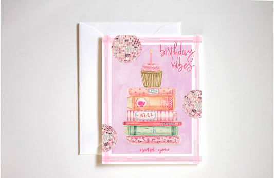 Birthday vibes book lover card