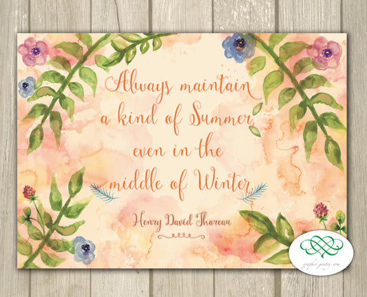 Always Maintain Summer in Winter - Henry David Thoreau Quote 6x4 Note Card