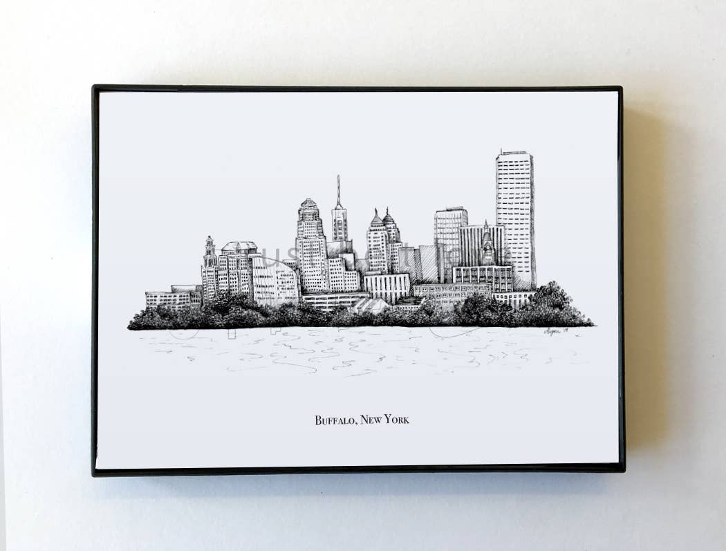 Buffalo, NY Skyline Illustration Print