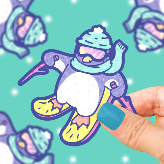 Skiing Penguin Vinyl Sticker