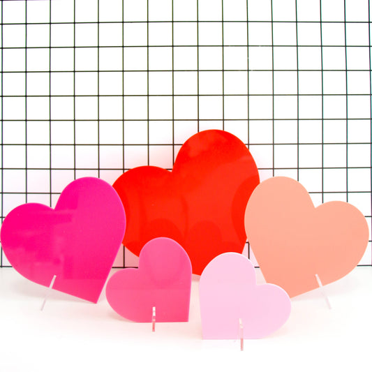 Pink set of acrylic hearts