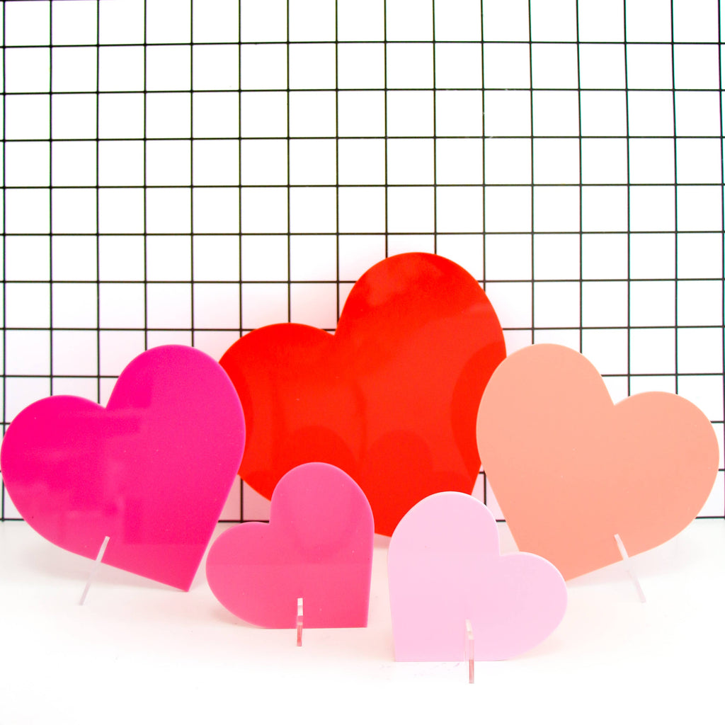 Pink set of acrylic hearts
