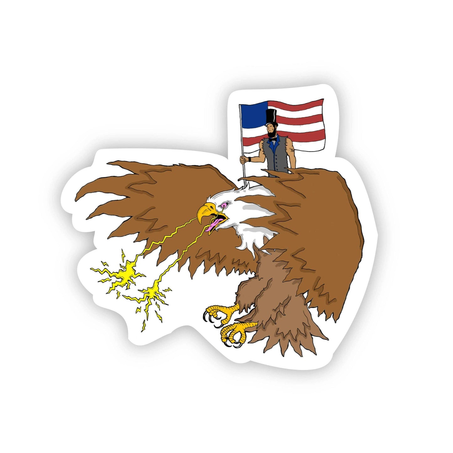 Abraham Lincoln Riding Eagle with Laser Beam Eyes Sticker