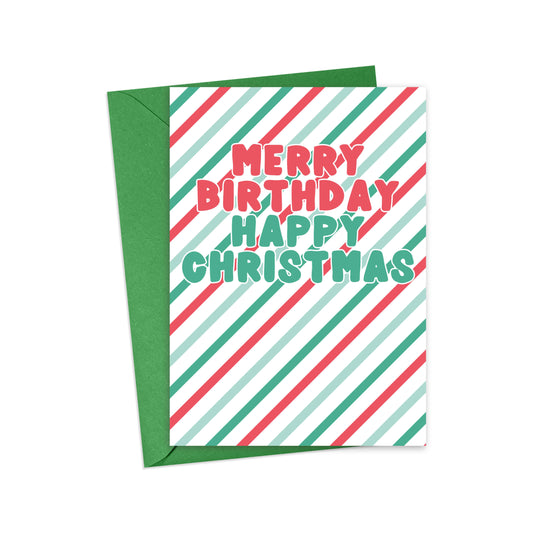 Merry Birthday, Happy Christmas Card