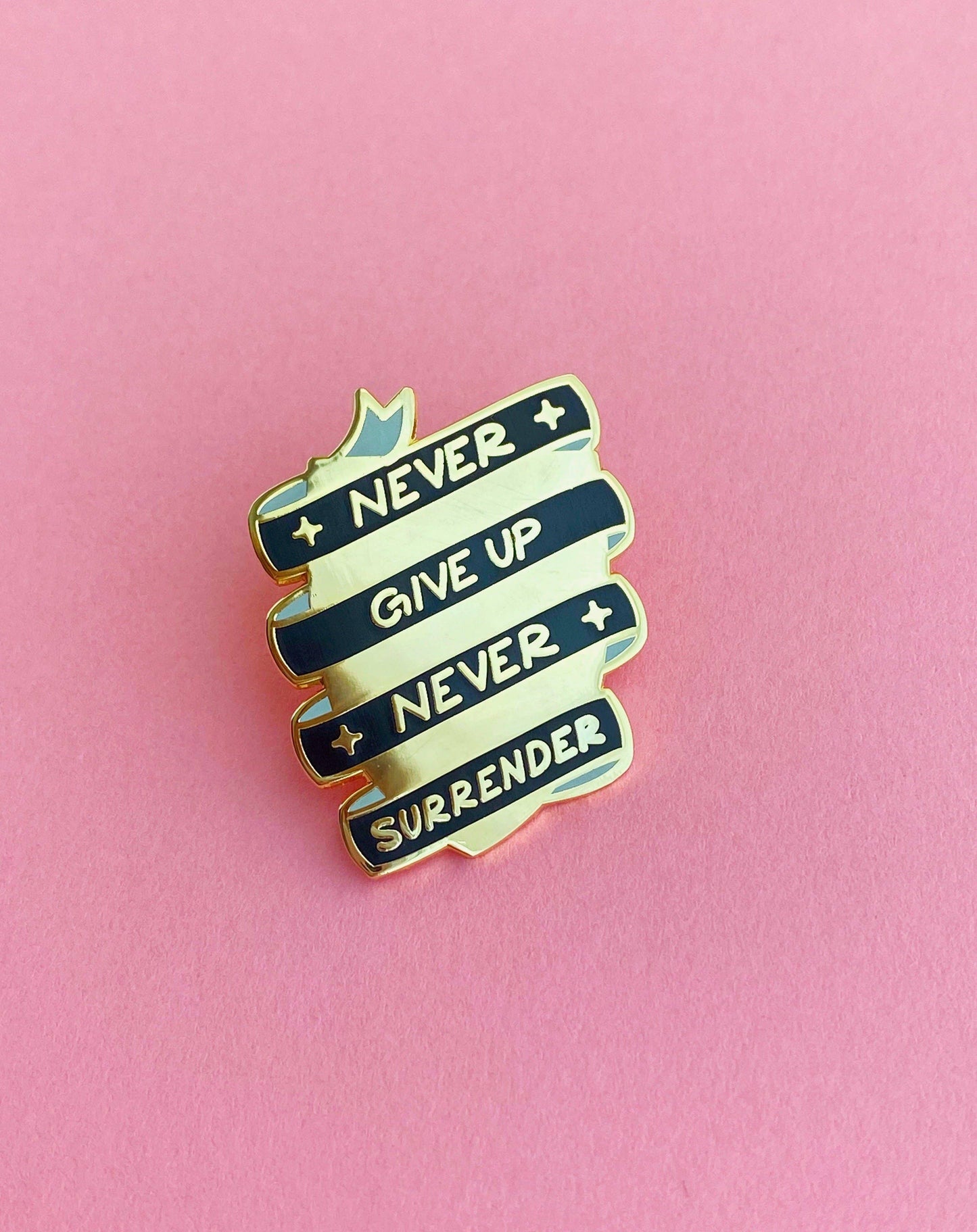 Never Give Up Never Surrender Enamel Pin