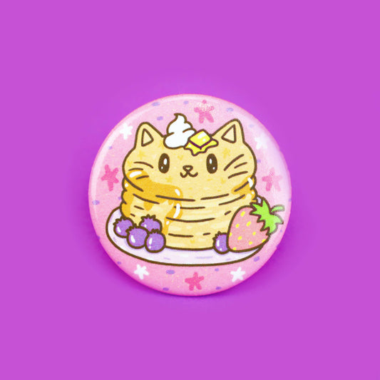 Breakfast Pancake Kitty Cat Art Holiday Gift Pinback Button