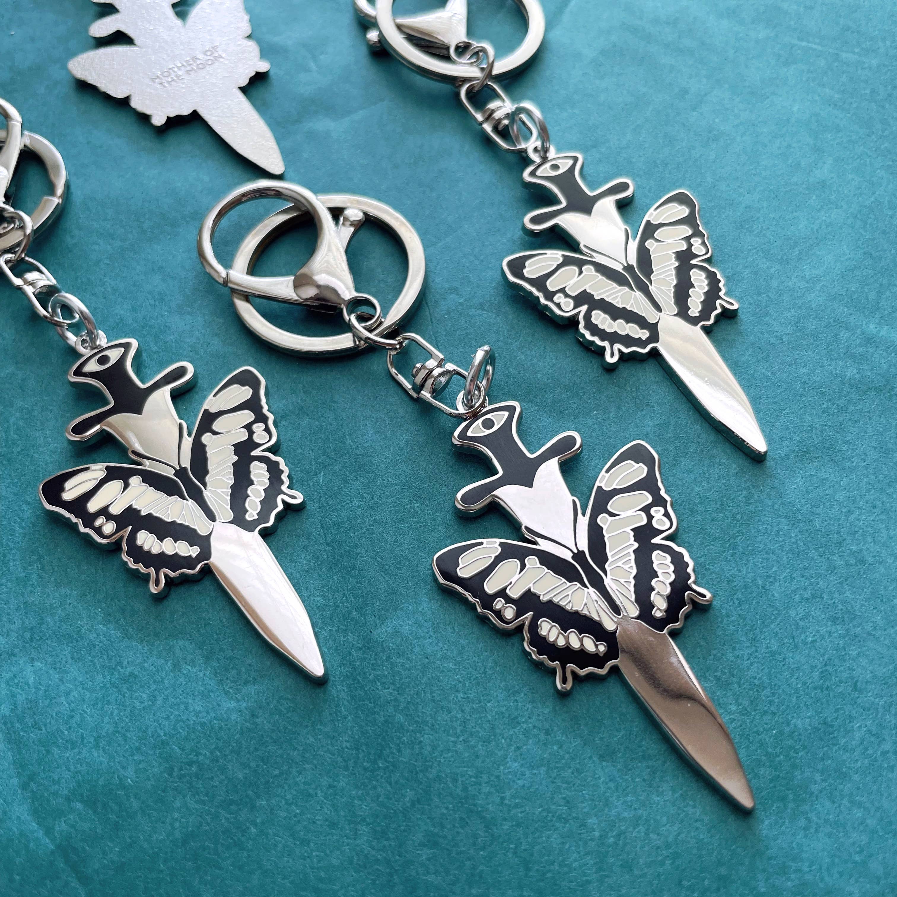 Butterfly Sword Hard Enamel Keychain