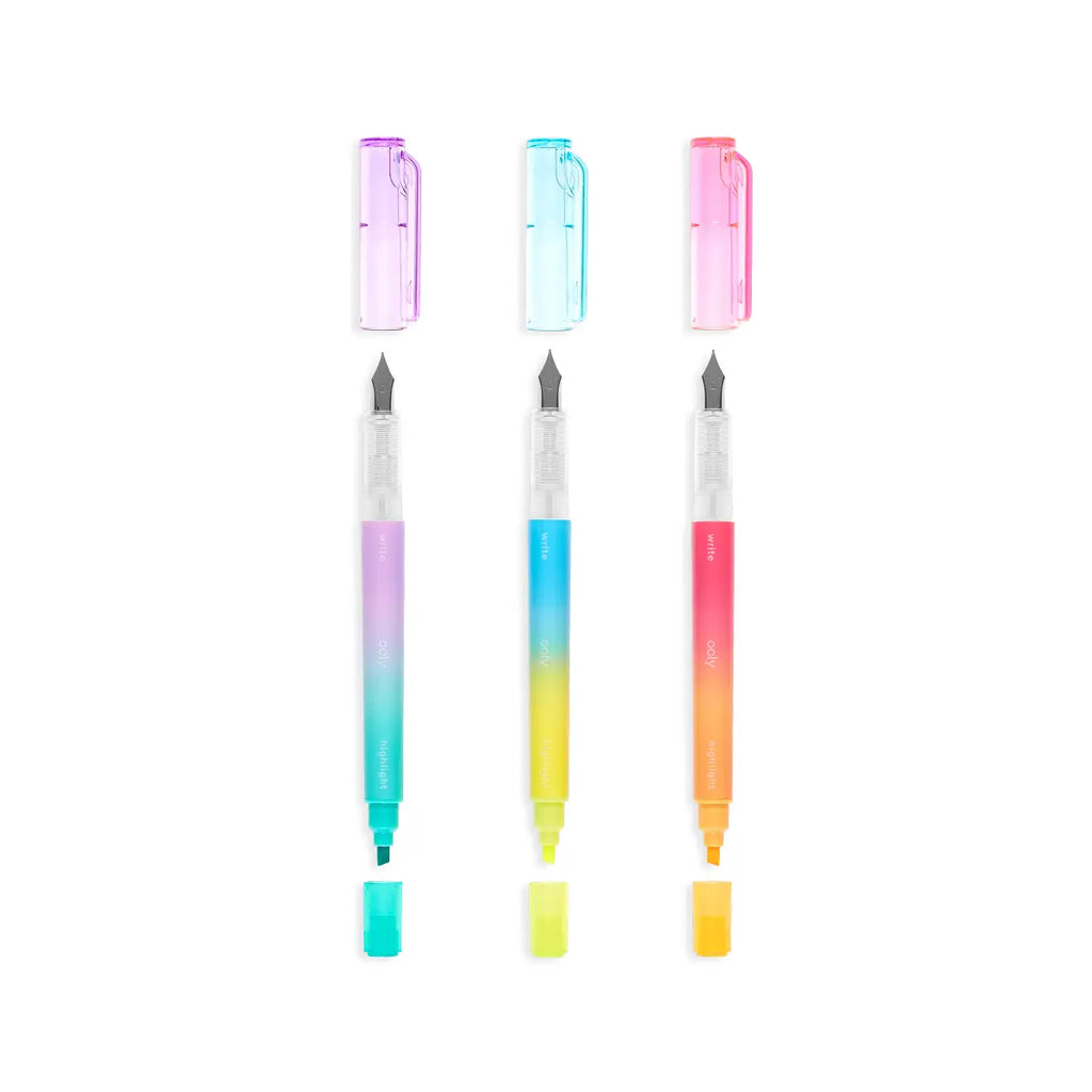 Writer's Duo Double-Ended Fountain Pens + Highlighters (Set of 3)