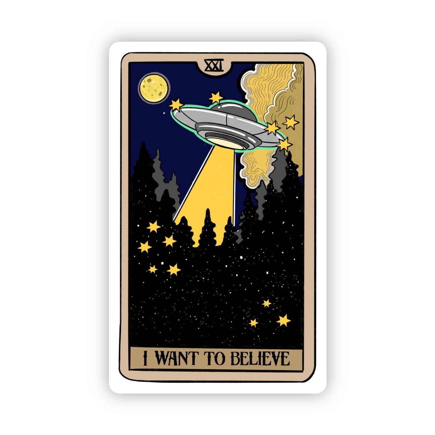 I Want To Believe UFO Tarot Card Sticker