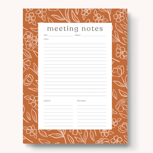 Terracotta Meeting Notes Notepad
