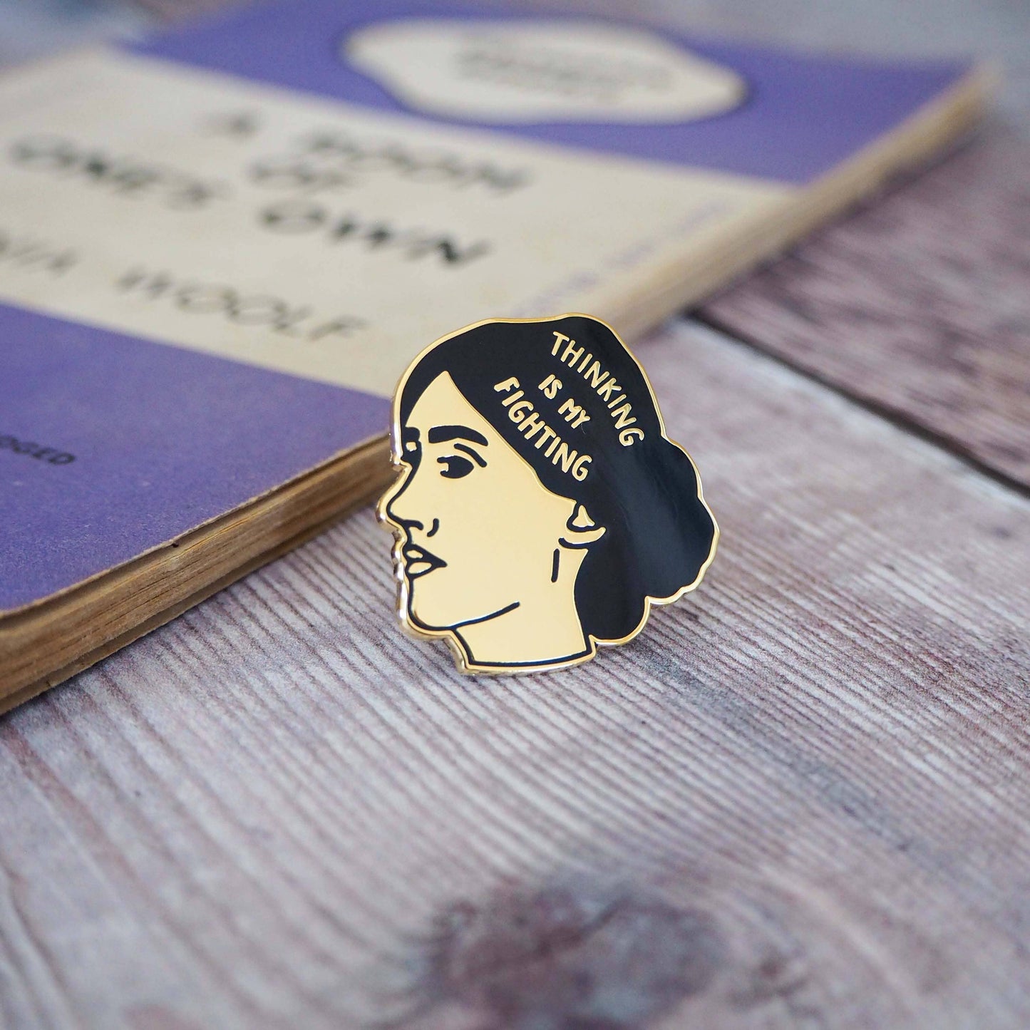 Virginia Woolf - Book Lover Gold Enamel Pin Badge