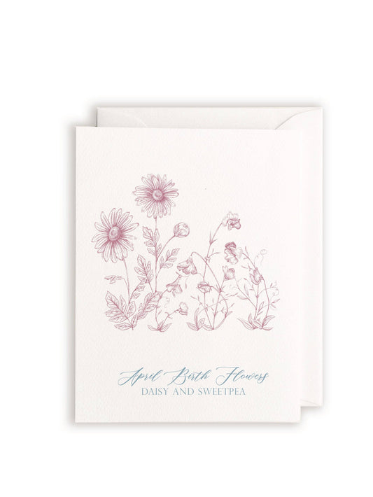 April Birth Flowers Letterpress Card
