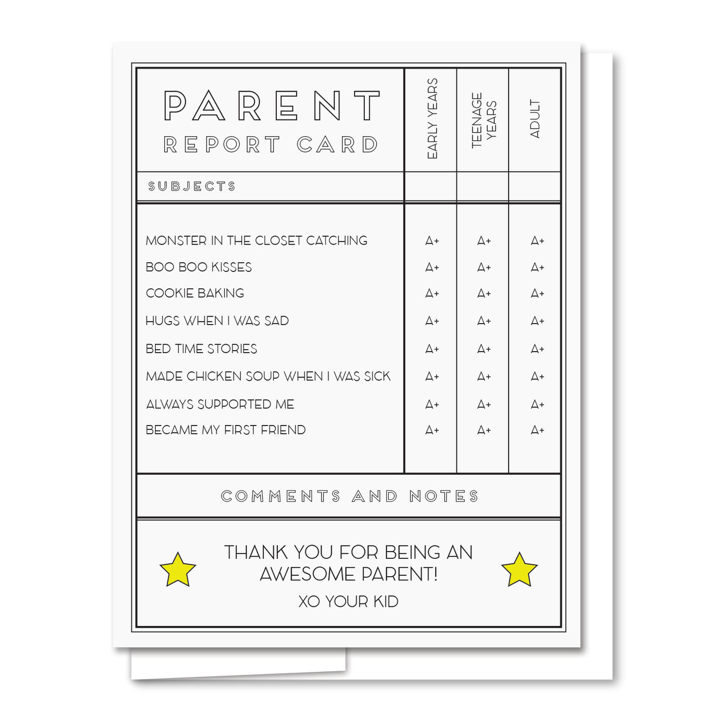 Parent Report - Illustrated Parent Card