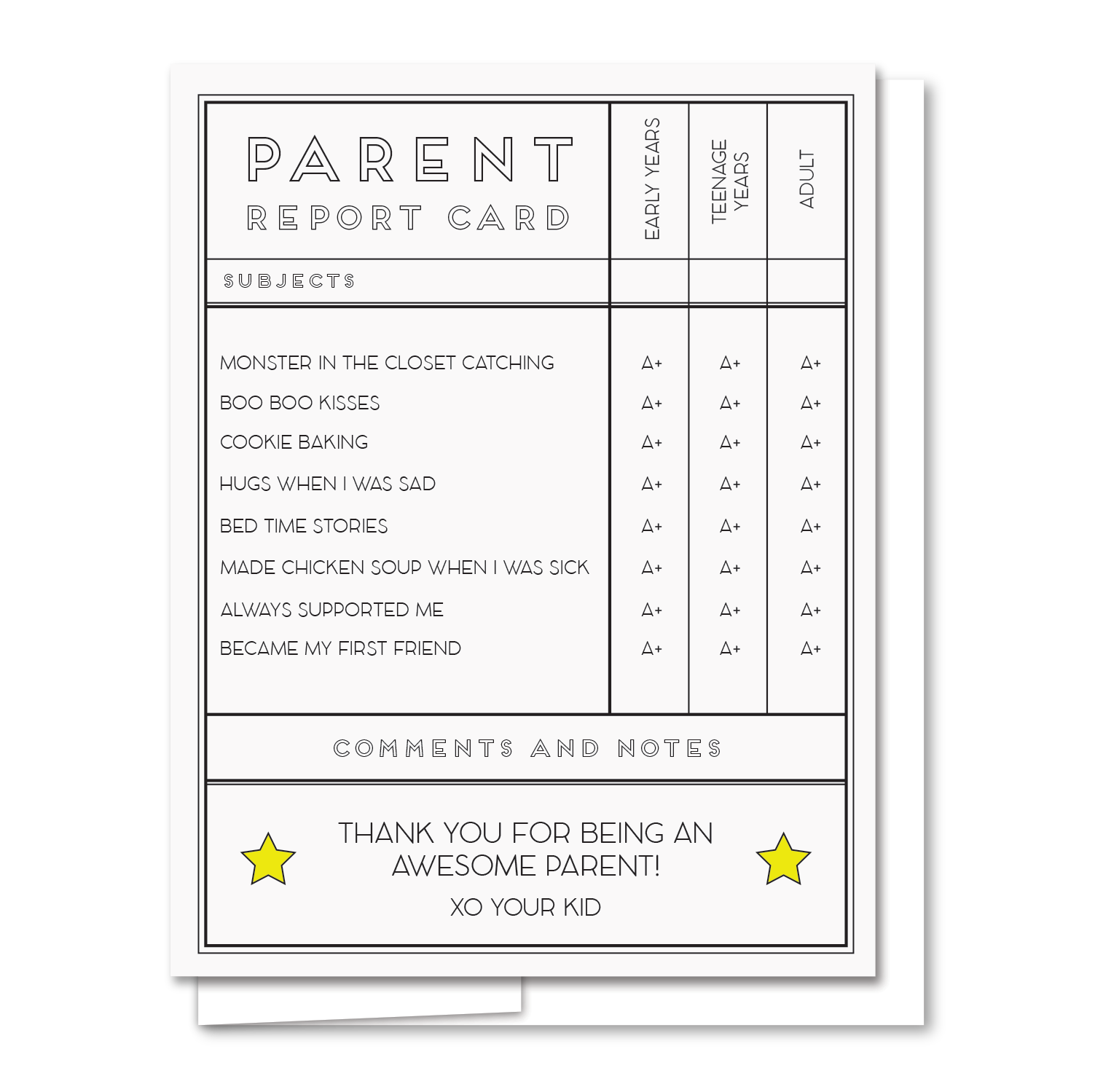 Parent Report - Illustrated Parent Card