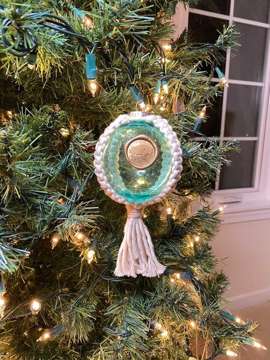 Macrame Ornament with Gold Wax Seal