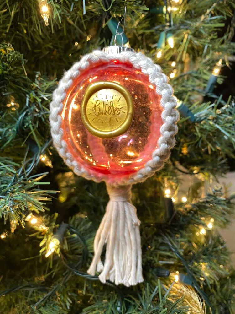 Macrame Ornament with Gold Wax Seal