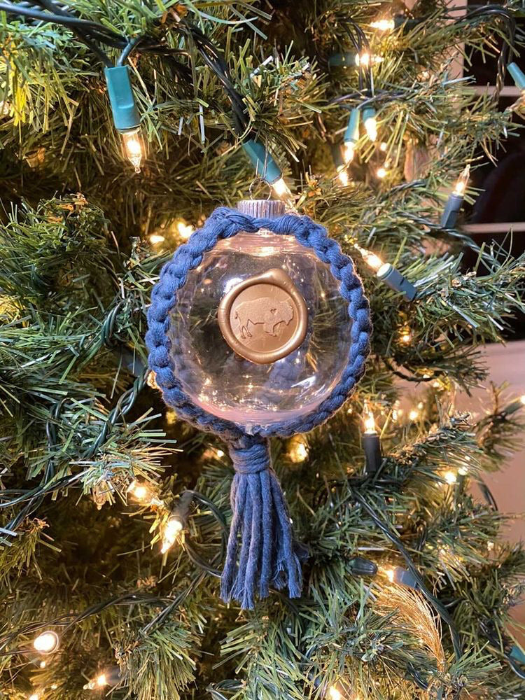 Macrame Ornament with Gold Wax Seal