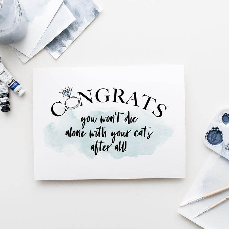 Funny Cat Engagement Card