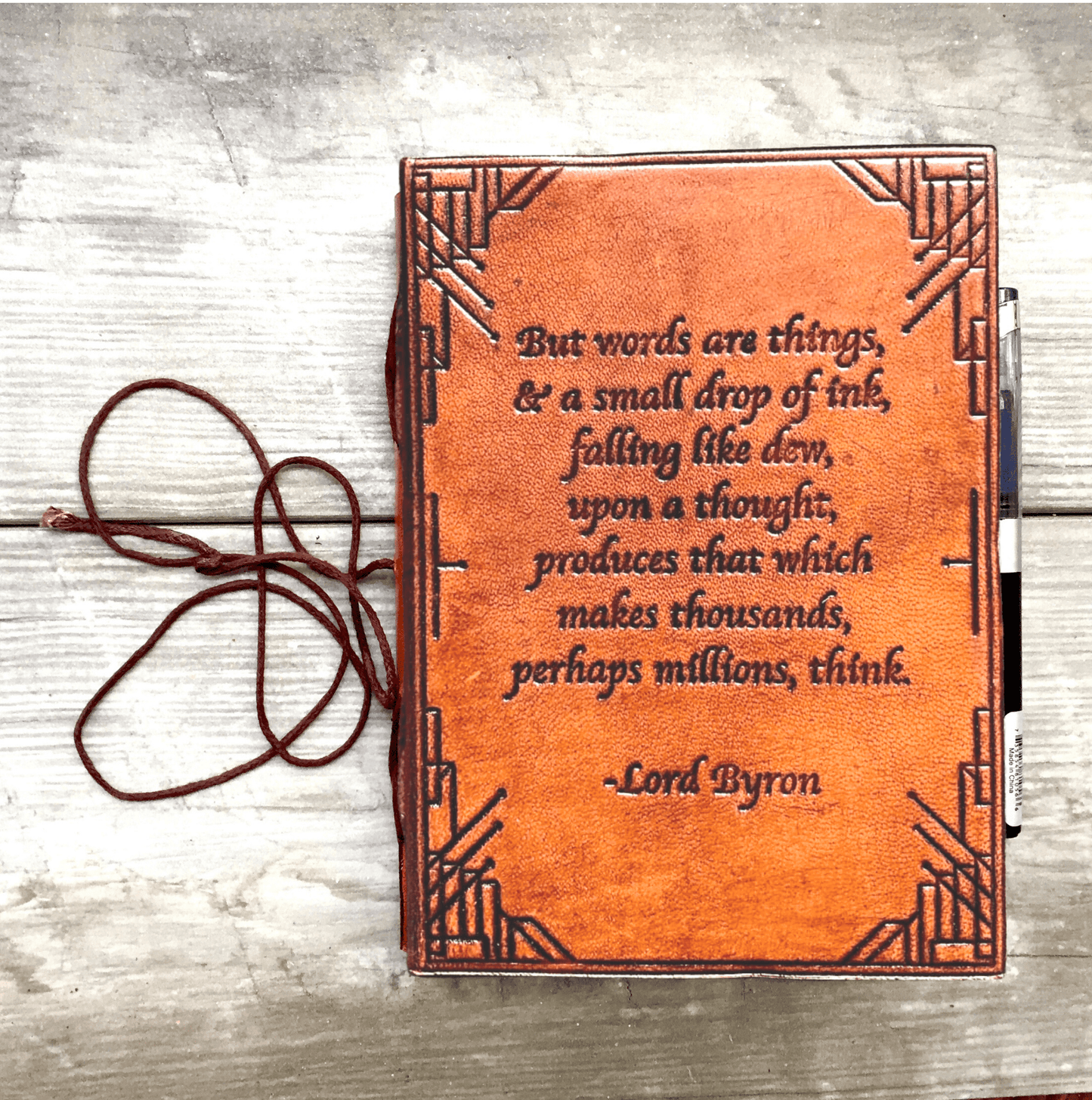 Lord Byron "But Words Are Things" Quote Leather Journal